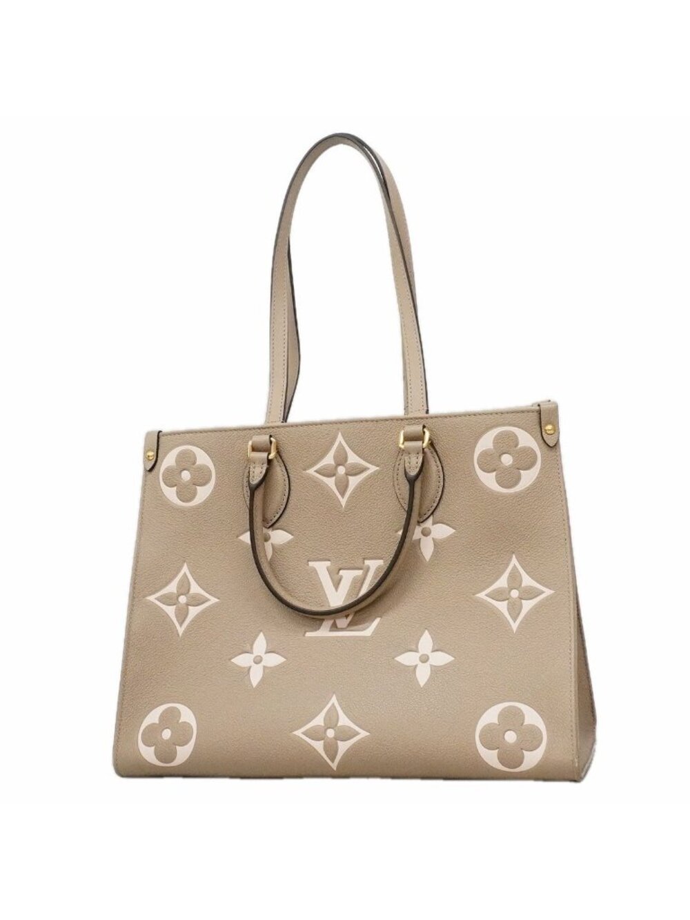 Louis Vuitton Tote Bag Monogram Empreinte Bicolor On The Go MM Tourterelle Cream